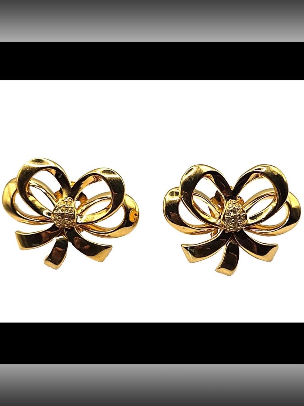 #58 Elizabeth Taylor White Diamonds WD Gold-tone Ribbon Earrings